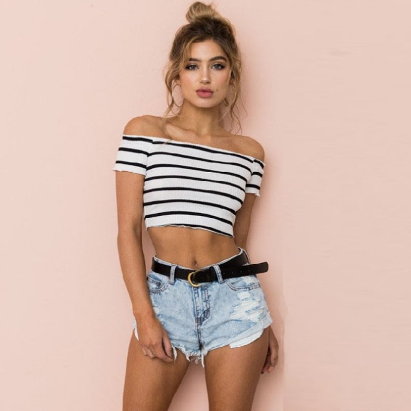 Streetwear Women Sexy Casual Off Shoulder Tank Top Vest Blouse Crop Tops