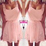 Summer dress Women Korean Casual bandage pink party dress Ladies