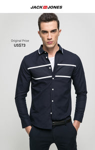 JACK & JONES Brand 2019 NEW younger casual 100% cotton turn-down