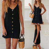Summer Casual Daily College Style Women Casual Button Casual V-neck Sling