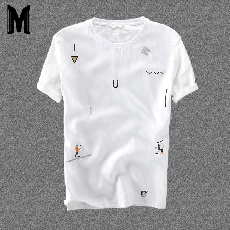 T Shirt Men Short Sleeve Cotton Linen Casual T Shirts For Men