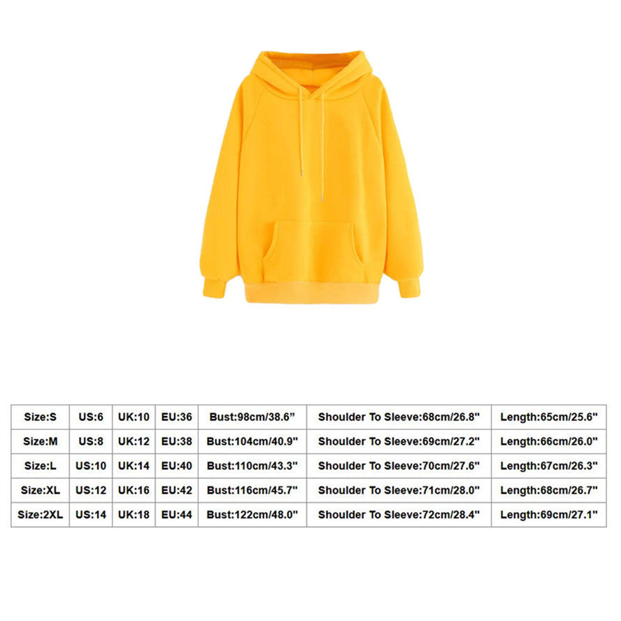 CHAMSGEND female sweatshirts Yellow Womens hoodies Long Sleeve Hoodie Sweatshirt