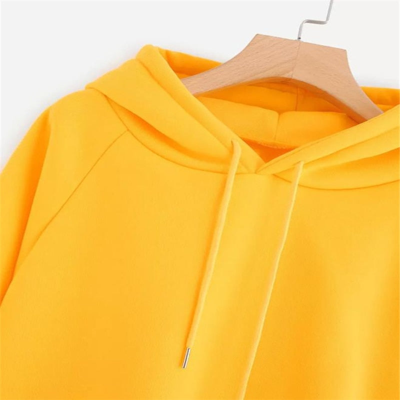 CHAMSGEND female sweatshirts Yellow Womens hoodies Long Sleeve Hoodie Sweatshirt