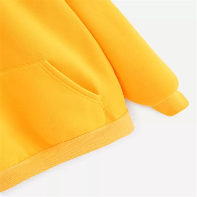CHAMSGEND female sweatshirts Yellow Womens hoodies Long Sleeve Hoodie Sweatshirt