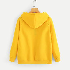 CHAMSGEND female sweatshirts Yellow Womens hoodies Long Sleeve Hoodie Sweatshirt