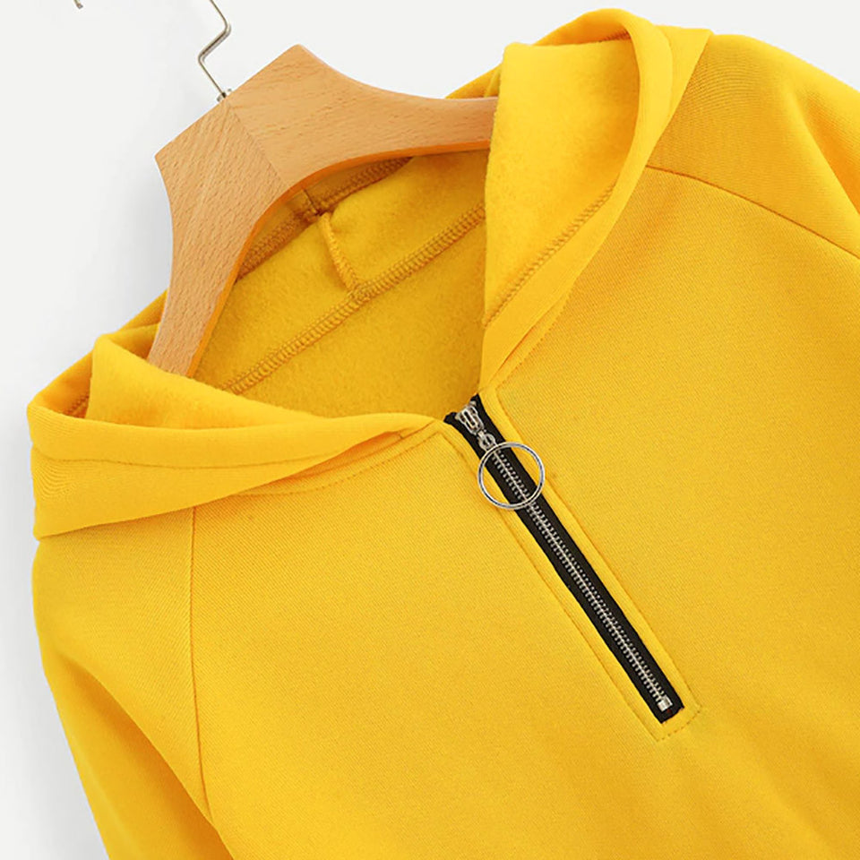 CHAMSGEND female sweatshirts Yellow Womens hoodies Long Sleeve Hoodie Sweatshirt