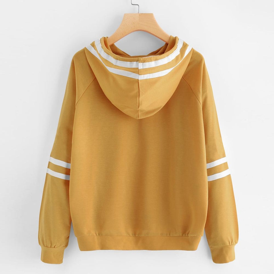 CHAMSGEND female sweatshirts Yellow Womens hoodies Long Sleeve Hoodie Sweatshirt