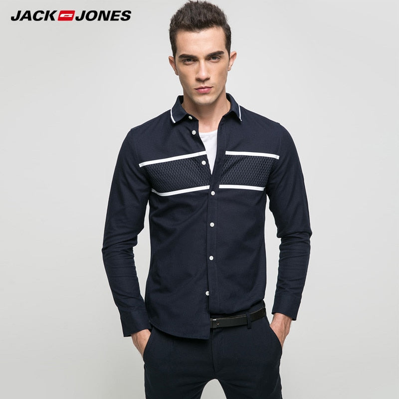 JACK & JONES Brand 2019 NEW younger casual 100% cotton turn-down