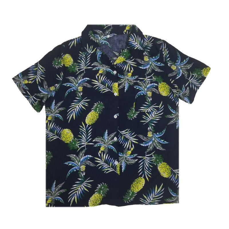 Men Summer Fashion Fruit Print Button Slim Fit Short Sleeve Shirt Man Shirts