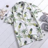 Men Summer Fashion Fruit Print Button Slim Fit Short Sleeve Shirt Man Shirts