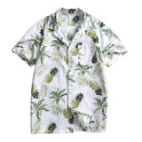 Men Summer Fashion Fruit Print Button Slim Fit Short Sleeve Shirt Man Shirts