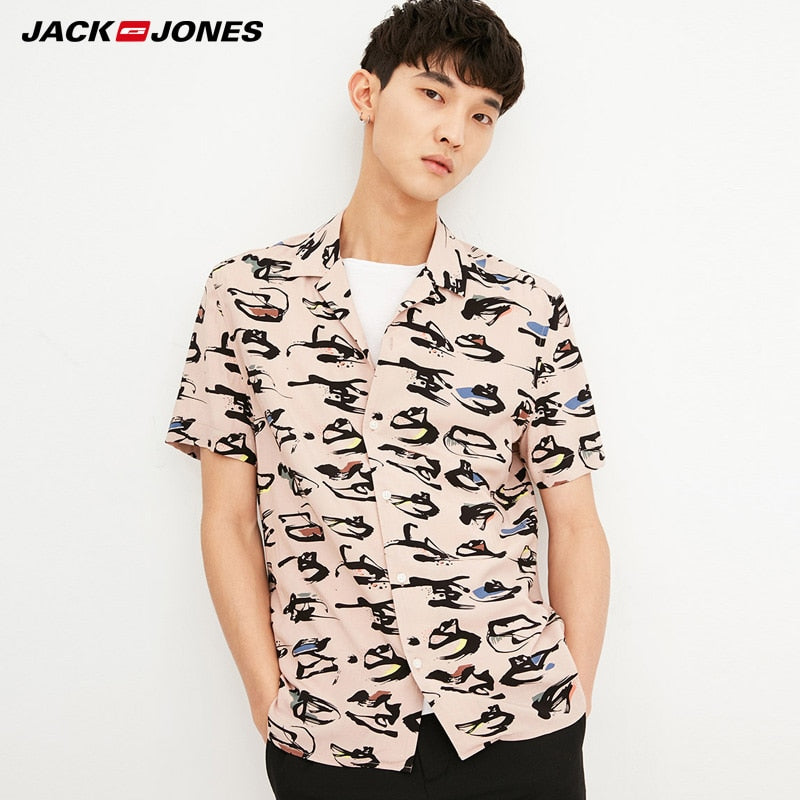 JackJones Men's Spring & Summer Printed Short-sleeved Shirt |