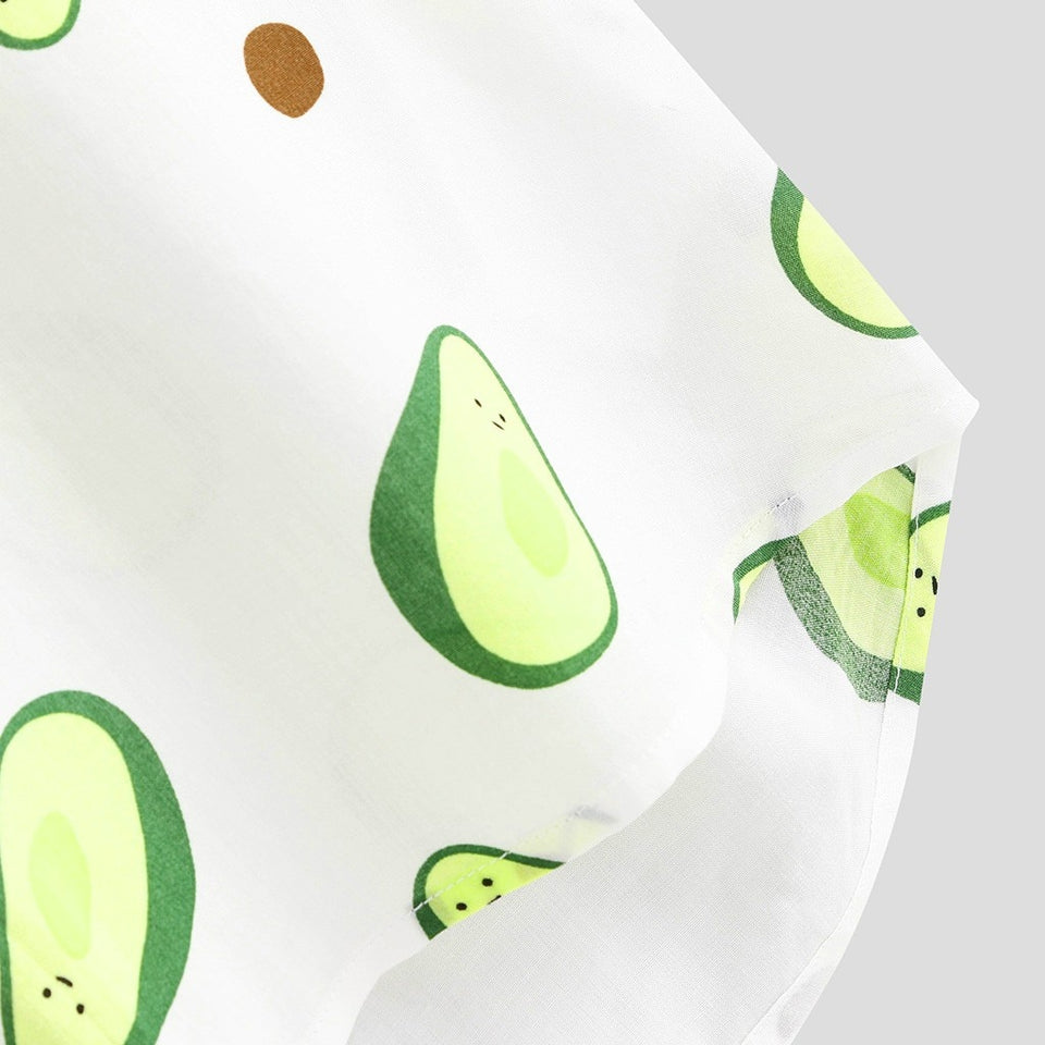 Hawaiian Shirts Mens Funny Avocado Printed Turn Down Collar Short Sleeve Casual Shirts Men