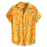 Hawaiian Shirts Mens Funny Avocado Printed Turn Down Collar Short Sleeve Casual Shirts Men