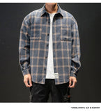 Plaid High Quality Janpan Style  Spring Long Sleeve Shirt Men