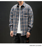 Plaid High Quality Janpan Style  Spring Long Sleeve Shirt Men