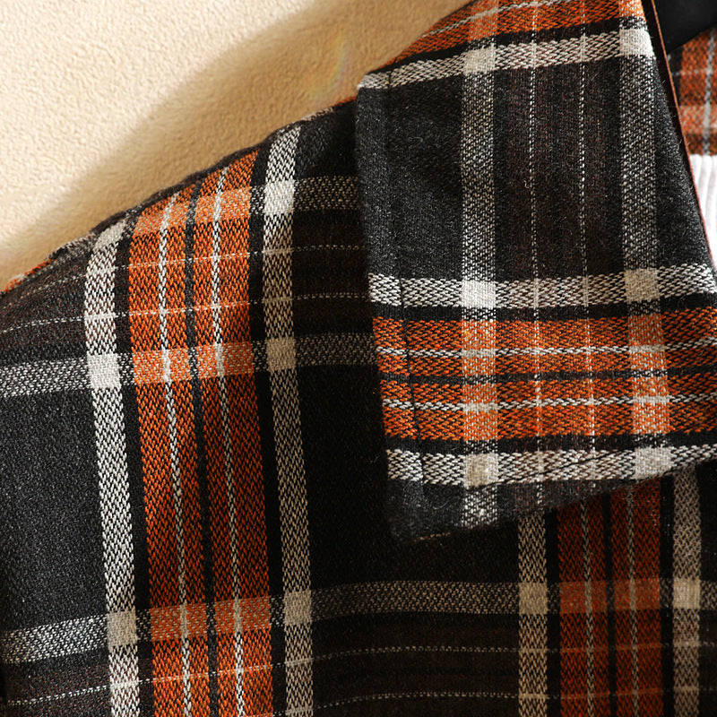 Plaid High Quality Janpan Style  Spring Long Sleeve Shirt Men