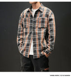 Plaid High Quality Janpan Style  Spring Long Sleeve Shirt Men