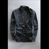 Man Summer Linen Long Sleeve Shirt Chinese Style Vintage Fashion Male Shirts