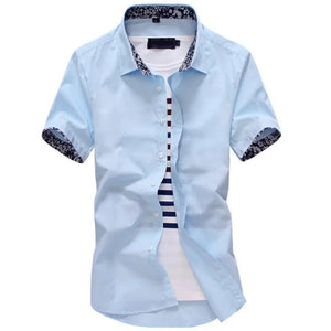 Men Shirt Short Sleeves Brand Shirts Men Casual Hawaiian Shirt Floral collar Male