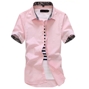 Men Shirt Short Sleeves Brand Shirts Men Casual Hawaiian Shirt Floral collar Male