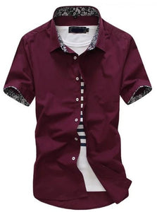 Men Shirt Short Sleeves Brand Shirts Men Casual Hawaiian Shirt Floral collar Male
