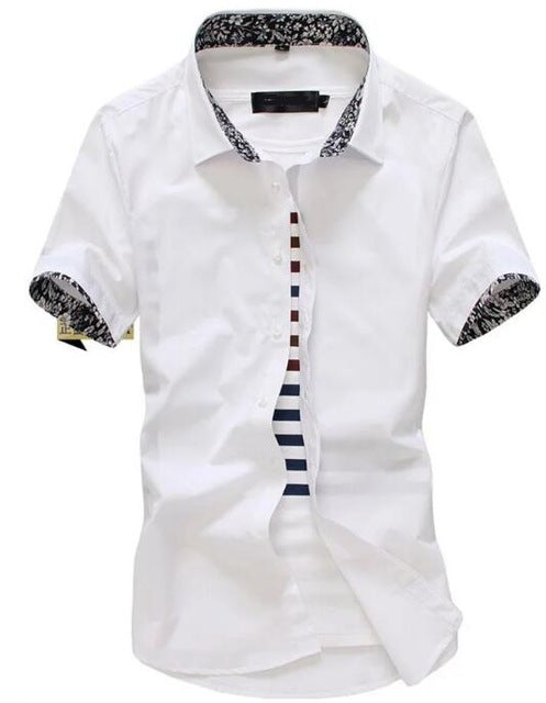 Men Shirt Short Sleeves Brand Shirts Men Casual Hawaiian Shirt Floral collar Male