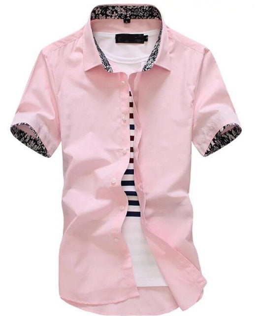 Men Shirt Short Sleeves Brand Shirts Men Casual Hawaiian Shirt Floral collar Male