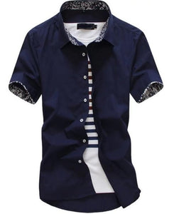 Men Shirt Short Sleeves Brand Shirts Men Casual Hawaiian Shirt Floral collar Male
