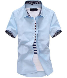 Men Shirt Short Sleeves Brand Shirts Men Casual Hawaiian Shirt Floral collar Male