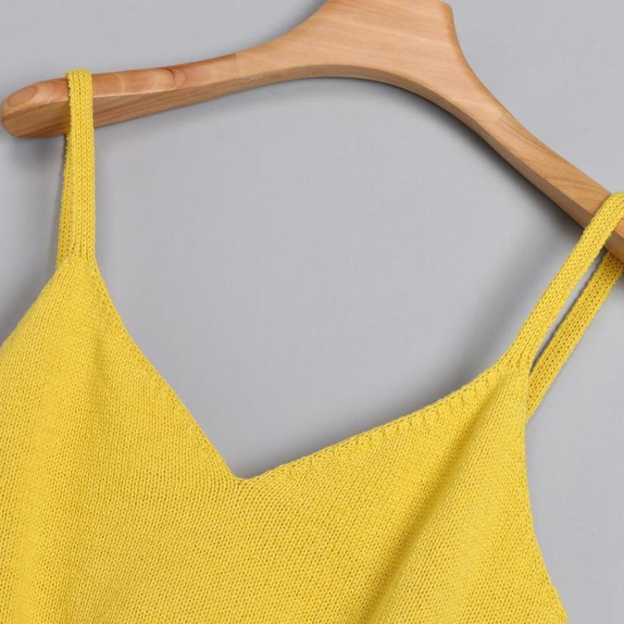 FEITONG Knitting Sexy Tank Tops Women Sleeveless V-Neck Camis Short Clothes
