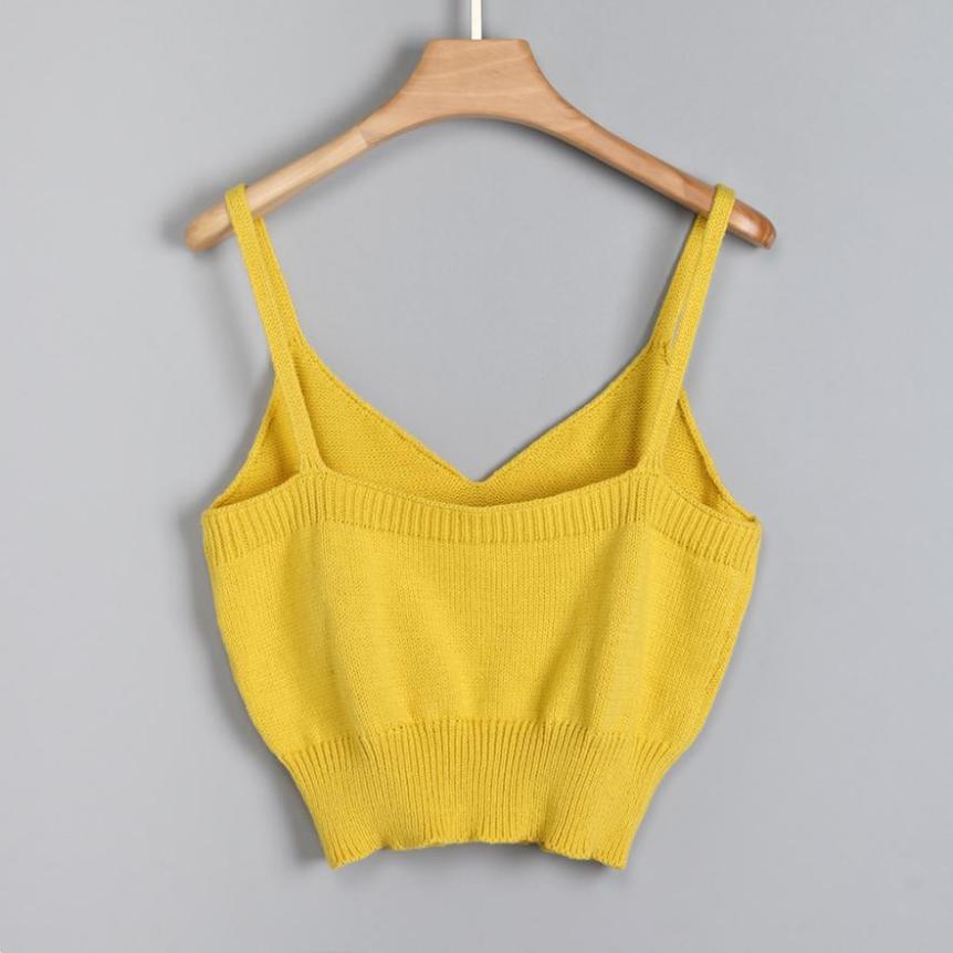 FEITONG Knitting Sexy Tank Tops Women Sleeveless V-Neck Camis Short Clothes