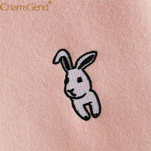 Free Shipping Hoodies Rabbit Ear sudadera kawaii Sweatshirt Women Winter Warm Pink Hoodies Sweatshirts With Front