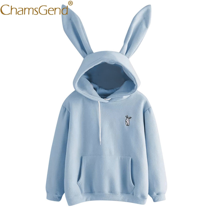 Free Shipping Hoodies Rabbit Ear sudadera kawaii Sweatshirt Women Winter Warm Pink Hoodies Sweatshirts With Front