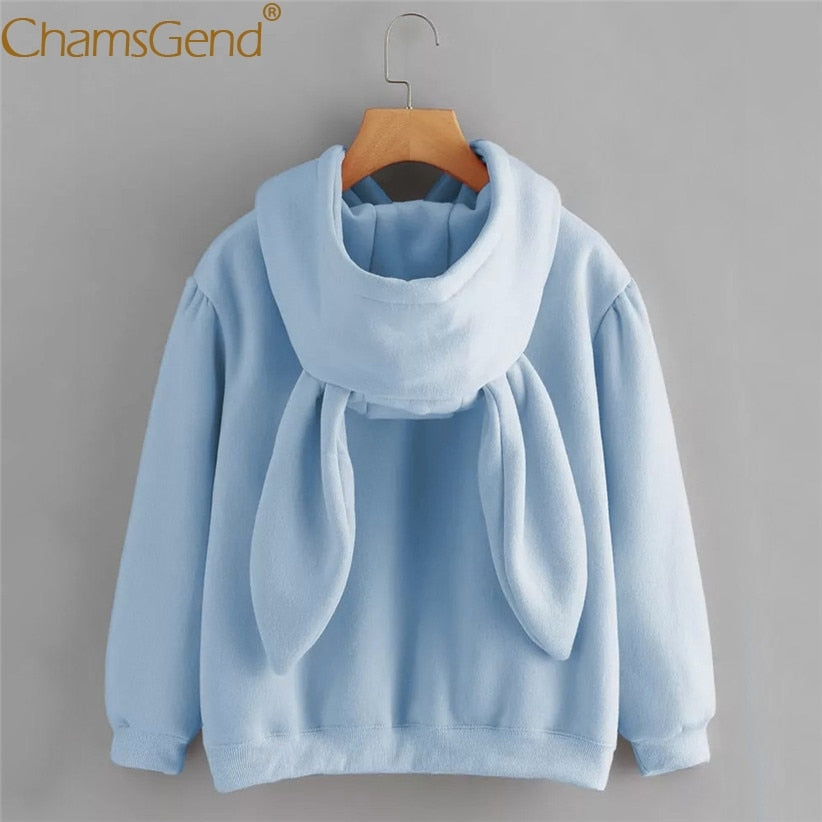 Free Shipping Hoodies Rabbit Ear sudadera kawaii Sweatshirt Women Winter Warm Pink Hoodies Sweatshirts With Front