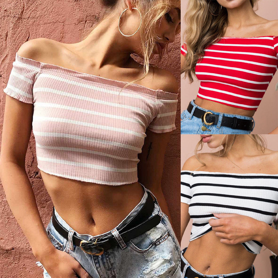 Streetwear Women Sexy Casual Off Shoulder Tank Top Vest Blouse Crop Tops