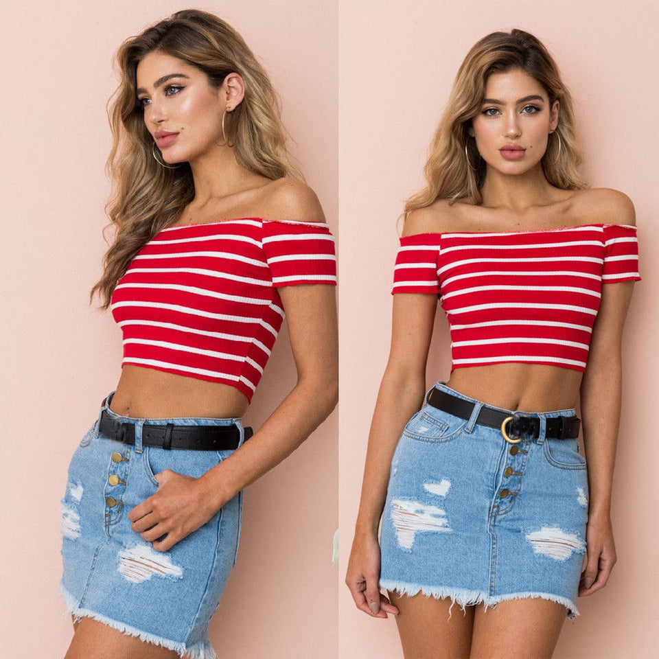 Streetwear Women Sexy Casual Off Shoulder Tank Top Vest Blouse Crop Tops