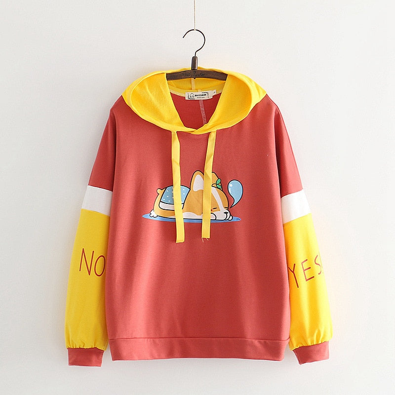 Autumn New Cartoon Animal Dog Hooded Long-sleeved Sweatshirts