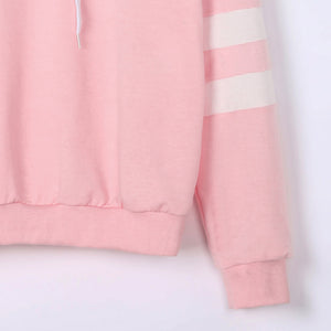 Hoodies Women Sweatshirt Casual Planet Print Striped Long Sleeve
