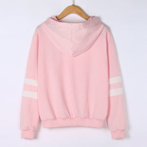 Hoodies Women Sweatshirt Casual Planet Print Striped Long Sleeve