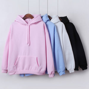 New Social Harajuku Hoodies For Girls Solid Color Hooded Tops Women's Sweatshirt