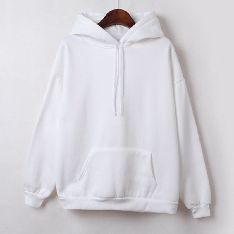 New Social Harajuku Hoodies For Girls Solid Color Hooded Tops Women's Sweatshirt