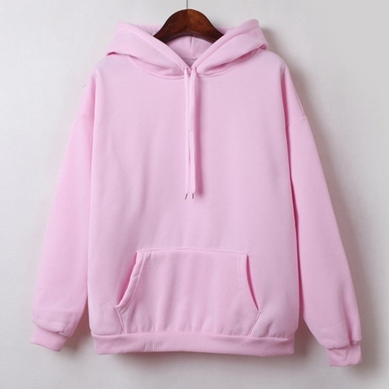 New Social Harajuku Hoodies For Girls Solid Color Hooded Tops Women's Sweatshirt
