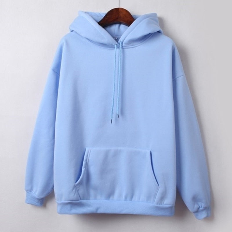 New Social Harajuku Hoodies For Girls Solid Color Hooded Tops Women's Sweatshirt