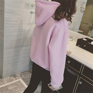 New Social Harajuku Hoodies For Girls Solid Color Hooded Tops Women's Sweatshirt