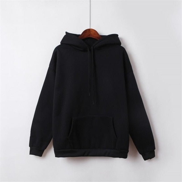 New Social Harajuku Hoodies For Girls Solid Color Hooded Tops Women's Sweatshirt