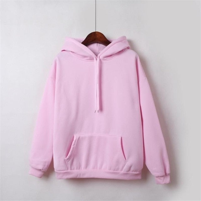 New Social Harajuku Hoodies For Girls Solid Color Hooded Tops Women's Sweatshirt