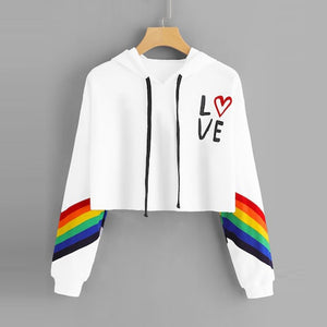 Fashion Female Long Sleeve Hoodie Pullover Sweatshirt Rainbow