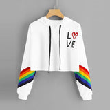 Fashion Female Long Sleeve Hoodie Pullover Sweatshirt Rainbow
