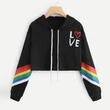 Fashion Female Long Sleeve Hoodie Pullover Sweatshirt Rainbow